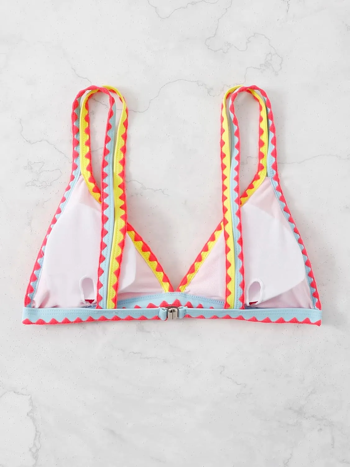 SOLY HUX Women's Triangle Bikini Top Spaghetti Strap Sexy Swimsuit Top Only