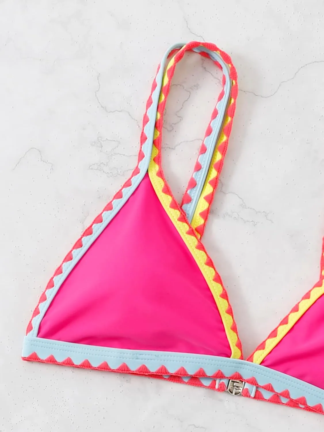 SOLY HUX Women's Triangle Bikini Top Spaghetti Strap Sexy Swimsuit Top Only