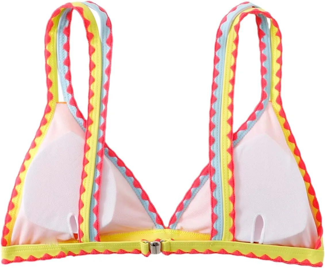 SOLY HUX Women's Triangle Bikini Top Spaghetti Strap Sexy Swimsuit Top Only