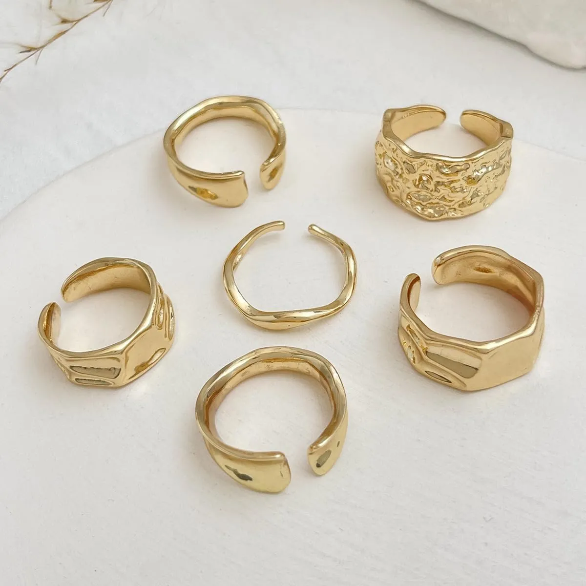 Sora Tuki Chunky Gold Rings for Women Non Tarnish Big Gemstone Rings Set Adjustable Thick Silver Statement Rings for Women Trendy Dainty Stackable Ring Chunky Gold Jewelry