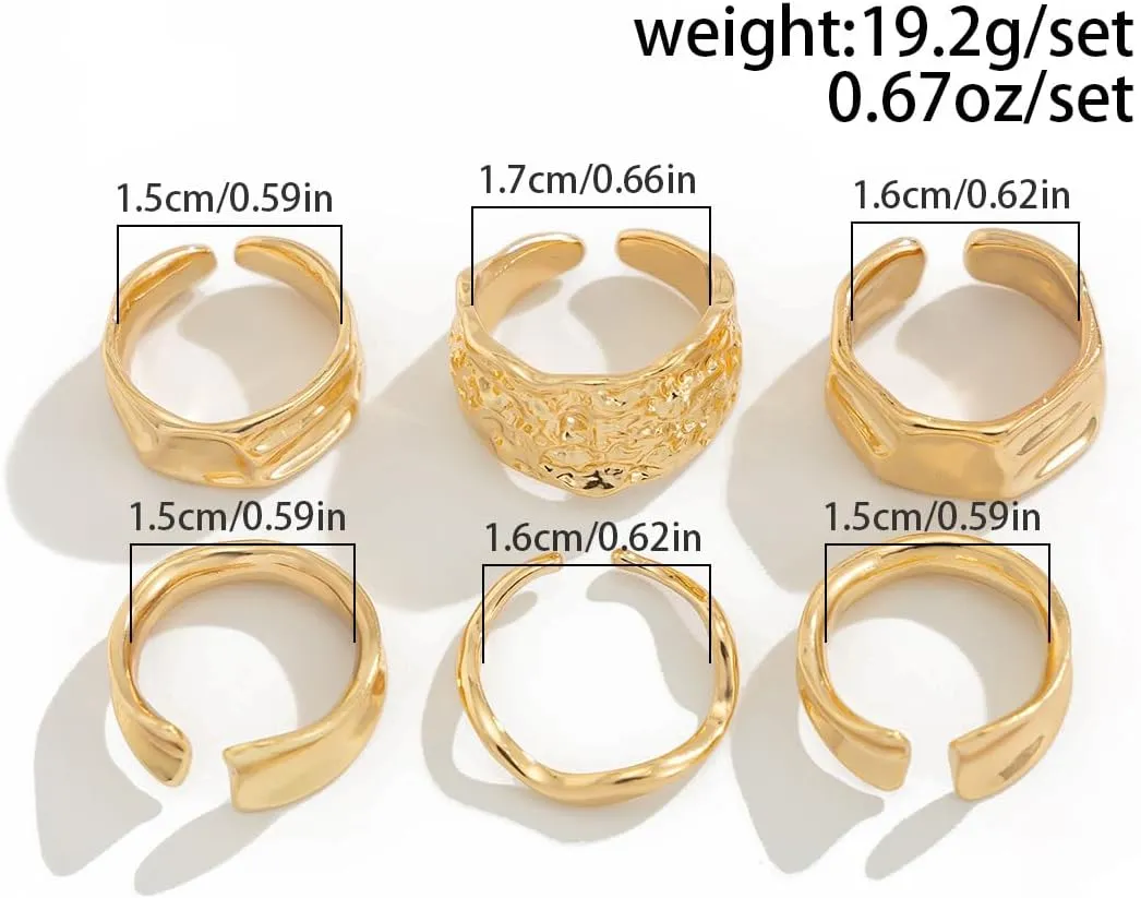 Sora Tuki Chunky Gold Rings for Women Non Tarnish Big Gemstone Rings Set Adjustable Thick Silver Statement Rings for Women Trendy Dainty Stackable Ring Chunky Gold Jewelry
