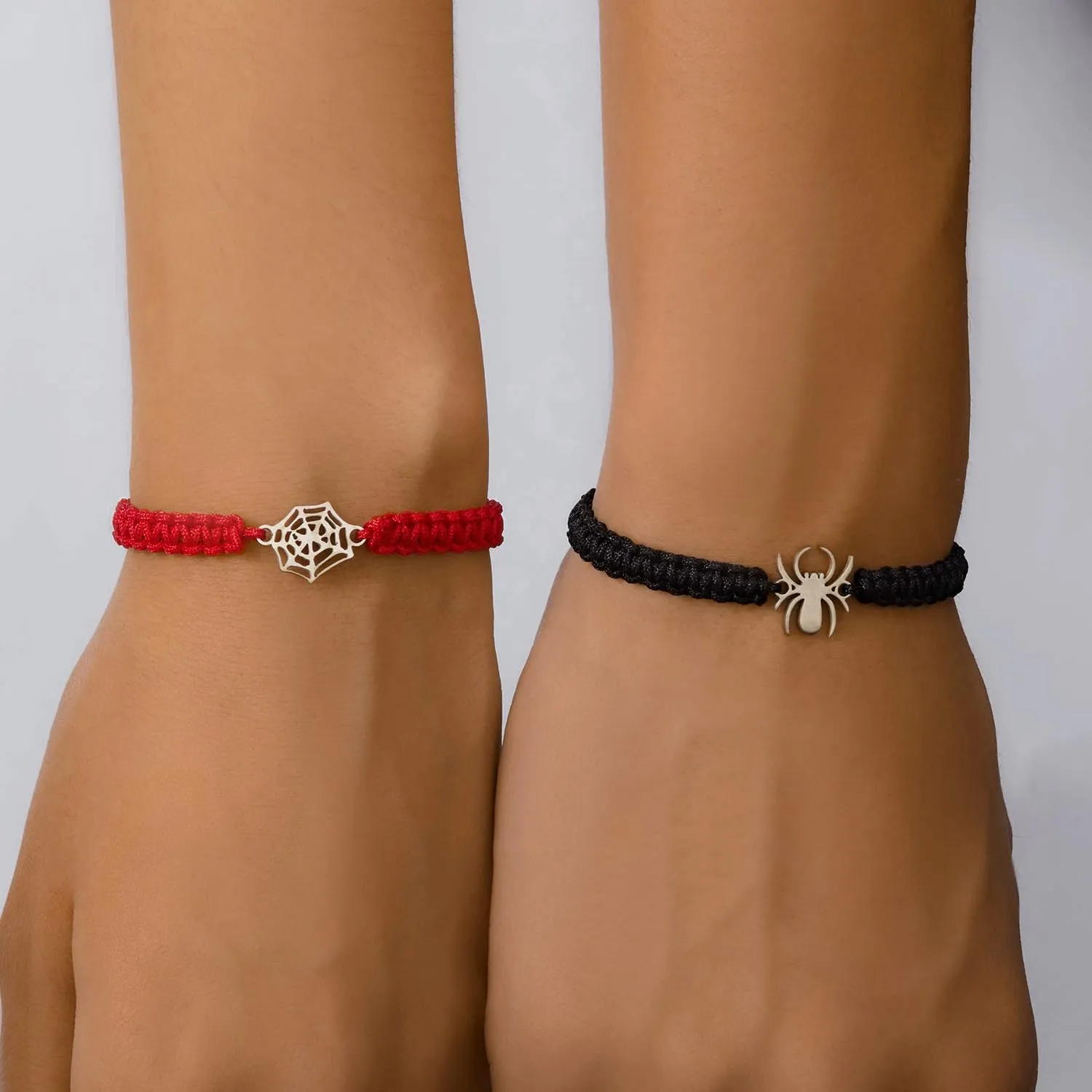 Spider Matching Bracelets for Couples Halloween Couple Bracelets Handmade Woven Couple Bracelets Y2K Friendship Bracelets Pinky Promise Bracelets Halloween Prom Jewelry