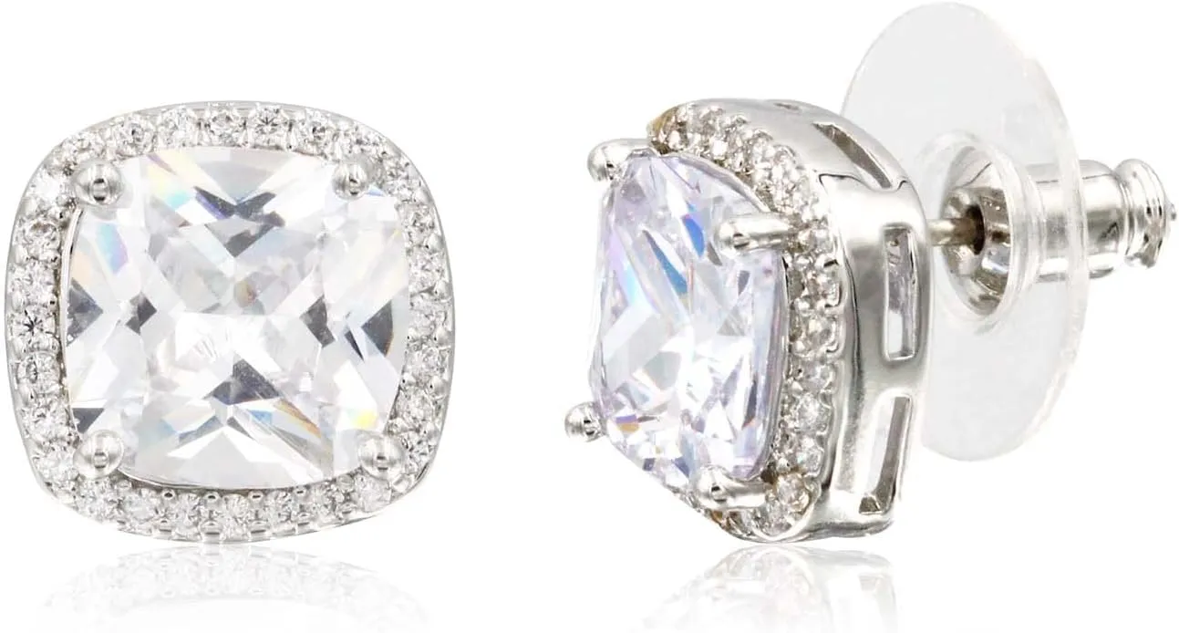 Square Princess Cut Stud Earrings Micro Paved AAA CZ Jewelry Wedding Bridal For Women