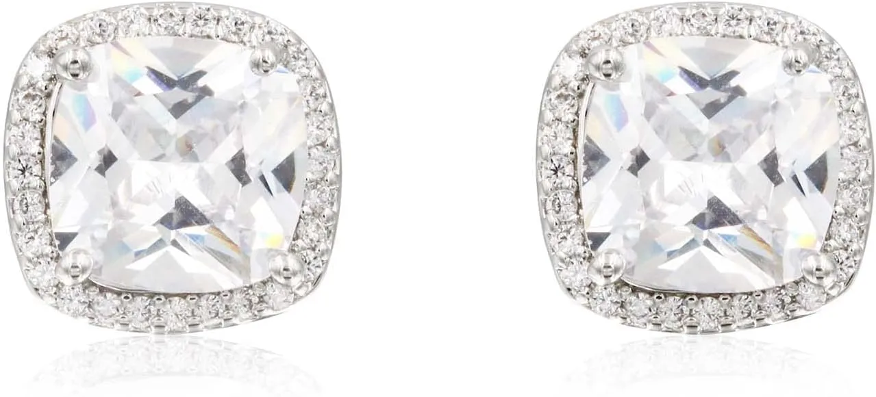 Square Princess Cut Stud Earrings Micro Paved AAA CZ Jewelry Wedding Bridal For Women