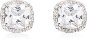 Square Princess Cut Stud Earrings Micro Paved AAA CZ Jewelry Wedding Bridal For Women
