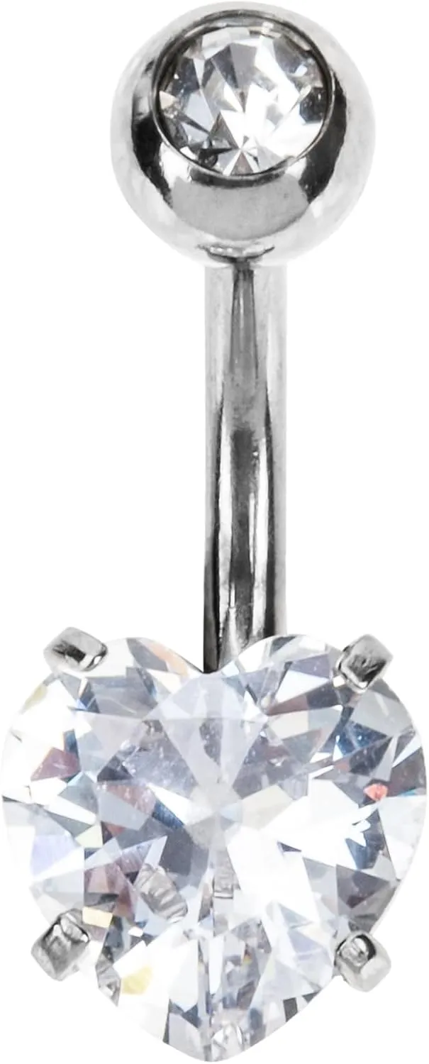 Stainless Steel Belly Button Rings for Women Prong Heart Zircon Navel Piercing Jewelry Comfortable Stylish Belly Rings for Daily Wear Special Occasions