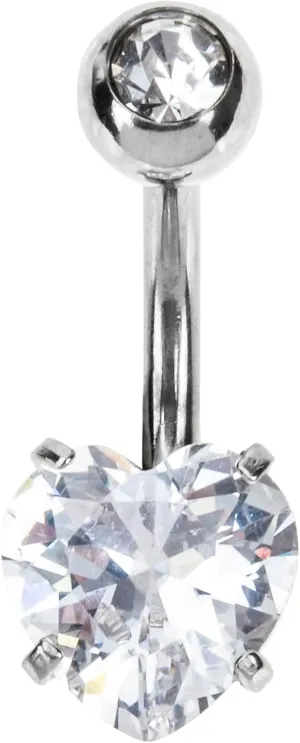 Stainless Steel Belly Button Rings for Women Prong Heart Zircon Navel Piercing Jewelry Comfortable Stylish Belly Rings for Daily Wear Special Occasions