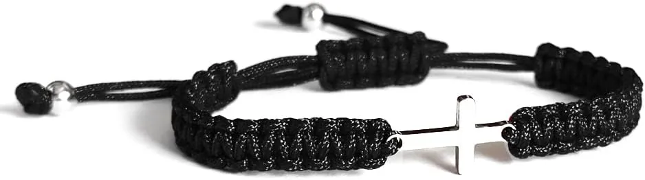 Stainless Steel Cross Bracelets Adjustable Handmade Braided Lucky Bracelet for Men Women Matching Couple Bracelets