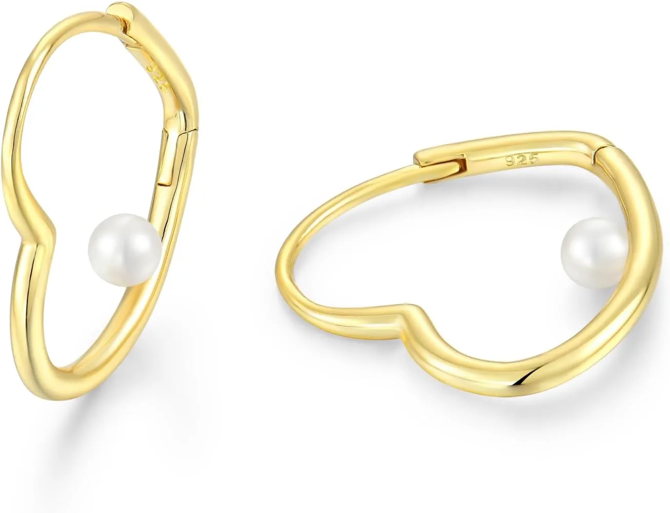 Starchenie Heart Hoop Earrings for Women 925 Sterling Silver Freshwater Pearl Huggie Hoop Earrings Jewelry for her