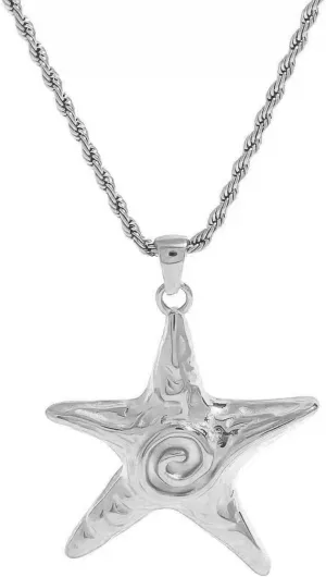 Starfish Necklace for Women 18k Gold/Silver Plated SeaShell Pendant Necklaces Stainless Steel Shell Charm Necklace Summer Ocean Necklaces Trendy Jewelry 