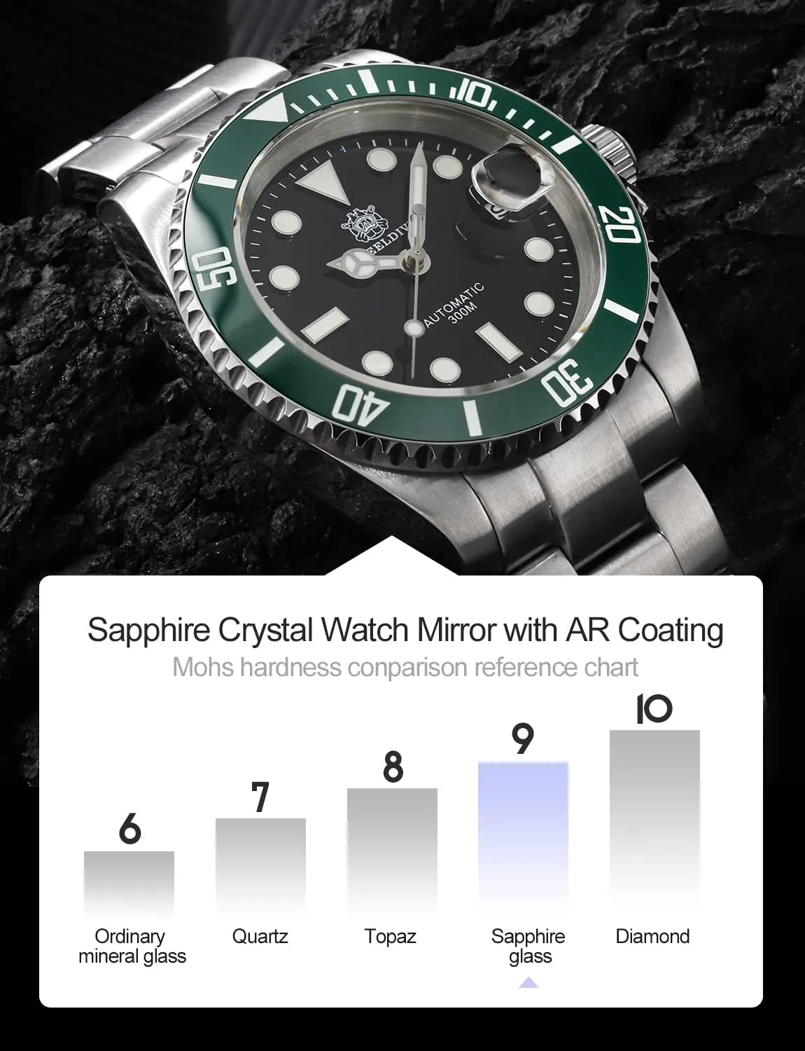 Steeldive Men's Automatic Watch SD1953 Stainless Steel NH35 Movement 300m Diving Watches