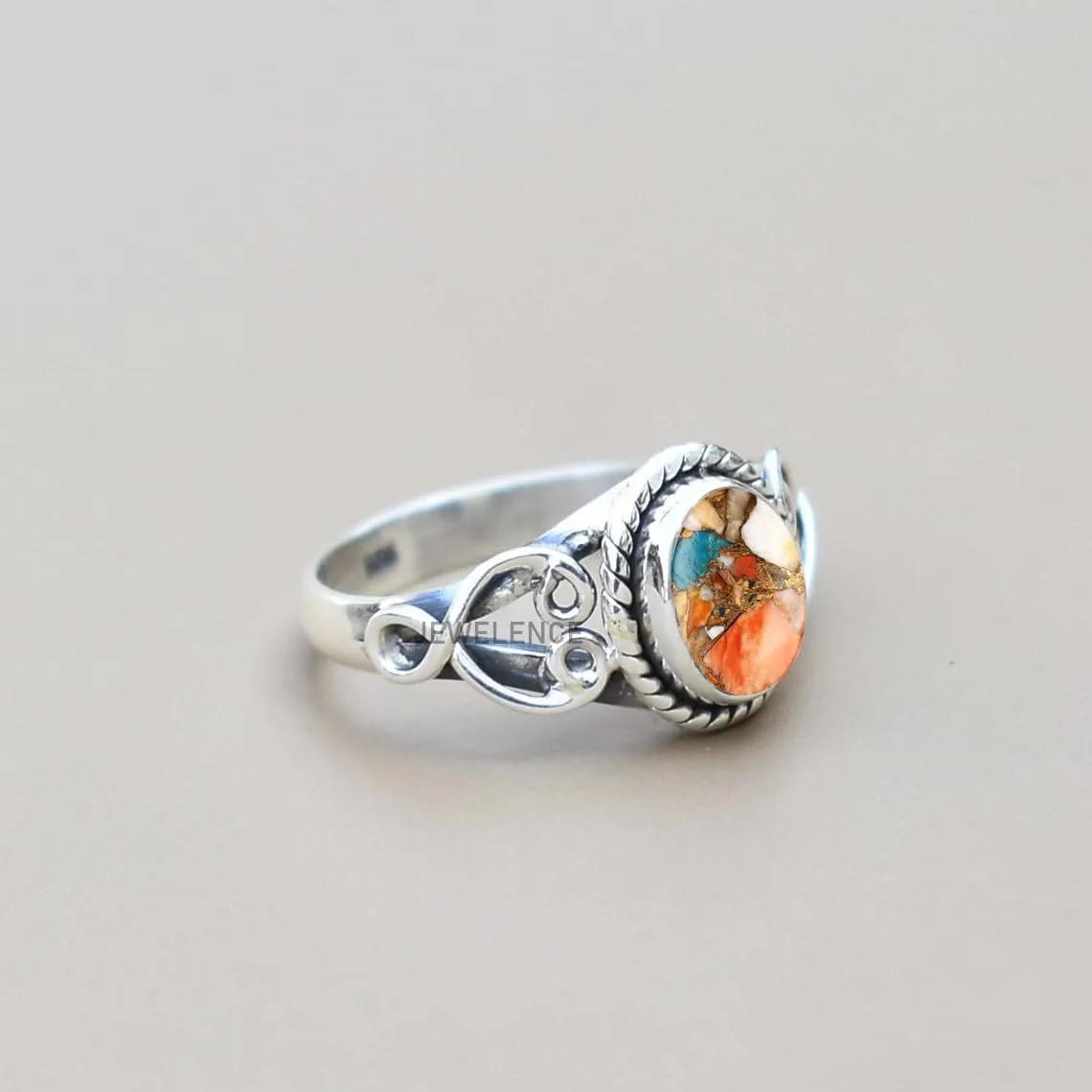 Sterling Silver 925 Ring For Womens Oyster Copper Turquoise Ring Sterling Silver Bohemian Ring Multi Gemstone Ring