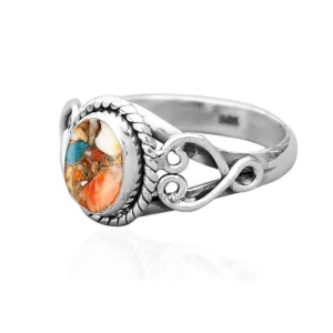 Sterling Silver 925 Ring For Womens Oyster Copper Turquoise Ring Sterling Silver Bohemian Ring Multi Gemstone Ring