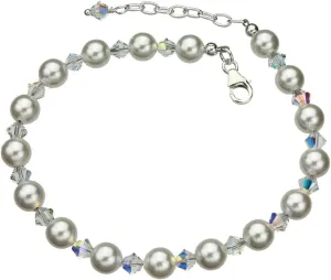 Sterling Silver Ankle Bracelet, Crystal Simulated Pearls 9" 1" Extender