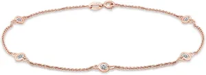 Sterling Silver Cubic Zirconia Round 3.0 mm. Anklet