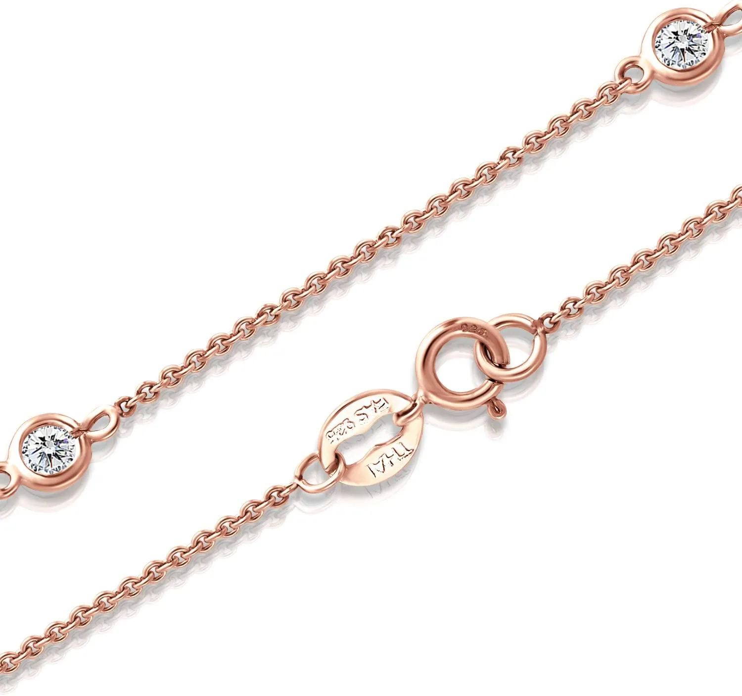 Sterling Silver Cubic Zirconia Round 3.0 mm. Anklet