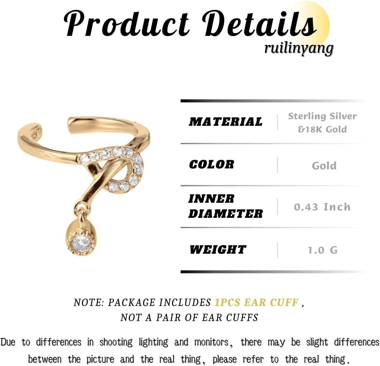 Sterling Silver Ear Cuff for Women, No Piercing Ear Clip, Minimalist Fake Earrings, Unique Ear Cartilage Clip Irregular