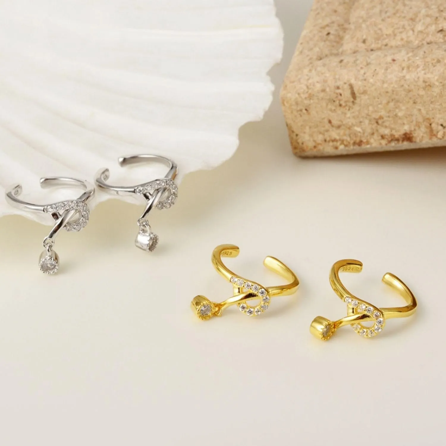 Sterling Silver Ear Cuff for Women, No Piercing Ear Clip, Minimalist Fake Earrings, Unique Ear Cartilage Clip Irregular
