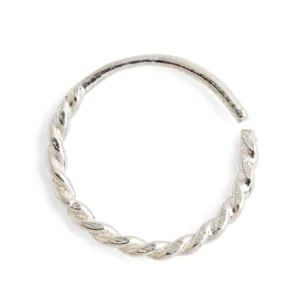 Sterling Silver Nose Ring, Dainty Ear and Nose Rope Hoop, Simple Cute Twist Indian Piercing Jewelry, Tiny Small Minimalist Tribal Handmade Boho Earring, Minimalist Piercing For Men and Women, 22g 7mm