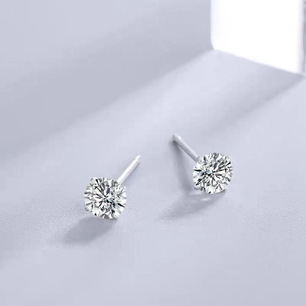 Sterling Silver Stud Earrings for Women 5 Pairs Hypoallergenic Stud Earrings Set Cubic Zirconia Earrings Studs for Girls Women Men Jewelry Gift