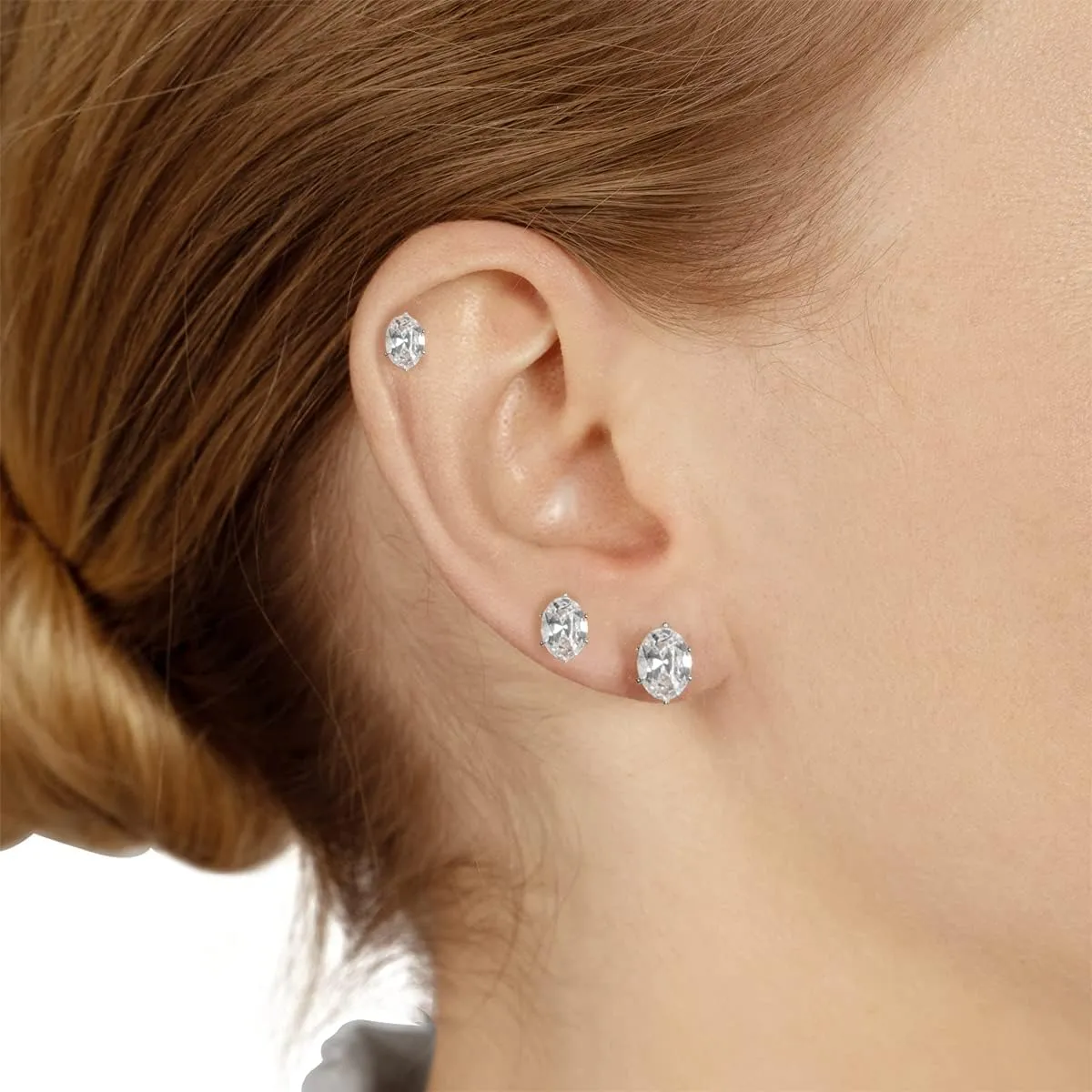 Stud Earrings Set, Hypoallergenic Cubic Zirconia Earrings Stainless Steel Cubic Zirconia Earrings 3-7mm, Silver, Rose and Yellow Gold Tone, Jewelry Boxed Sets Genuine Cubic Zirconia Earrings