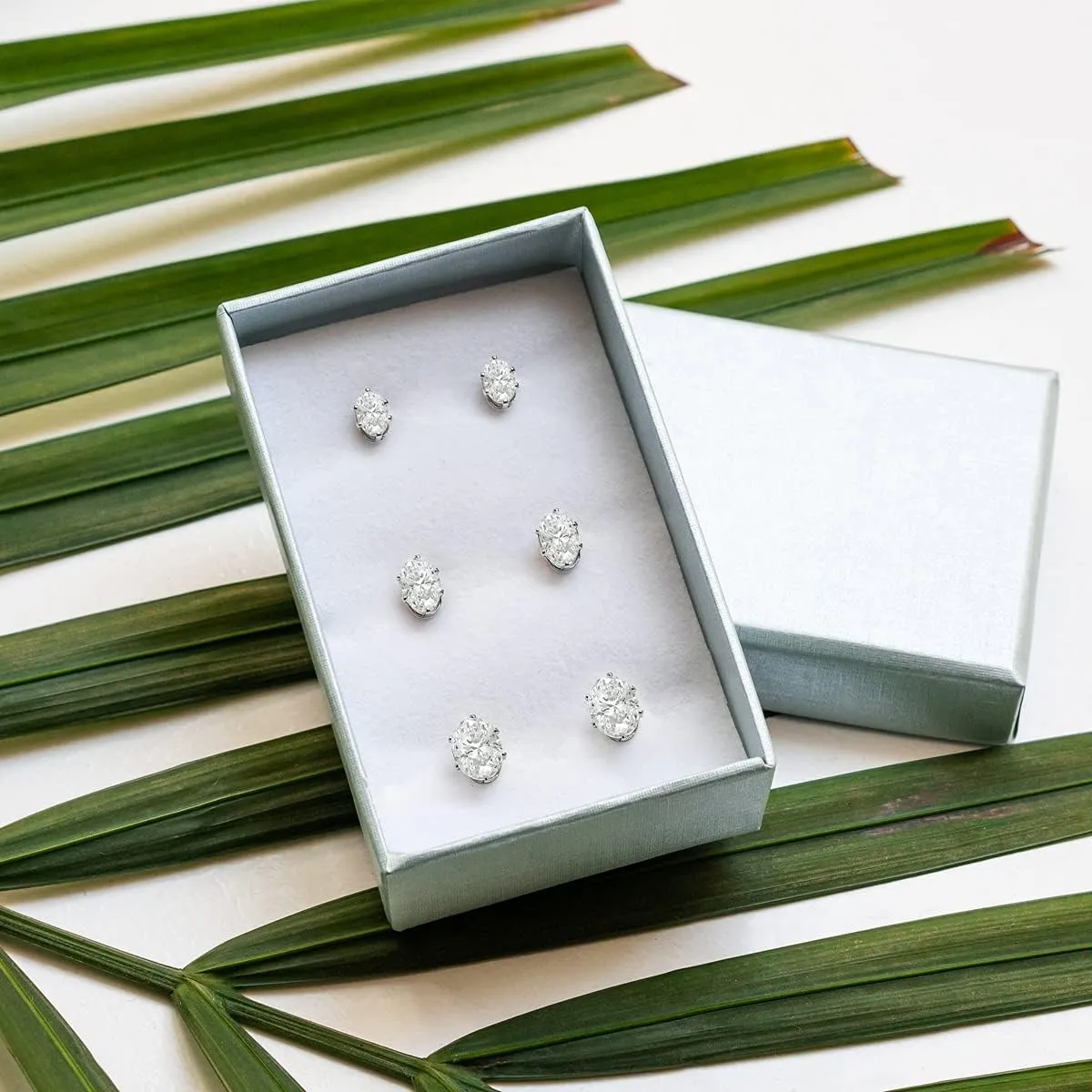Stud Earrings Set, Hypoallergenic Cubic Zirconia Earrings Stainless Steel Cubic Zirconia Earrings 3-7mm, Silver, Rose and Yellow Gold Tone, Jewelry Boxed Sets Genuine Cubic Zirconia Earrings