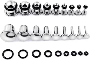 Stuppendux 9Pairs Stainless Steel Stretching Kit Ear Plugs Expander Single Flat Body Piercing Jewelry Set 14G-00G 1.6mm-10mm