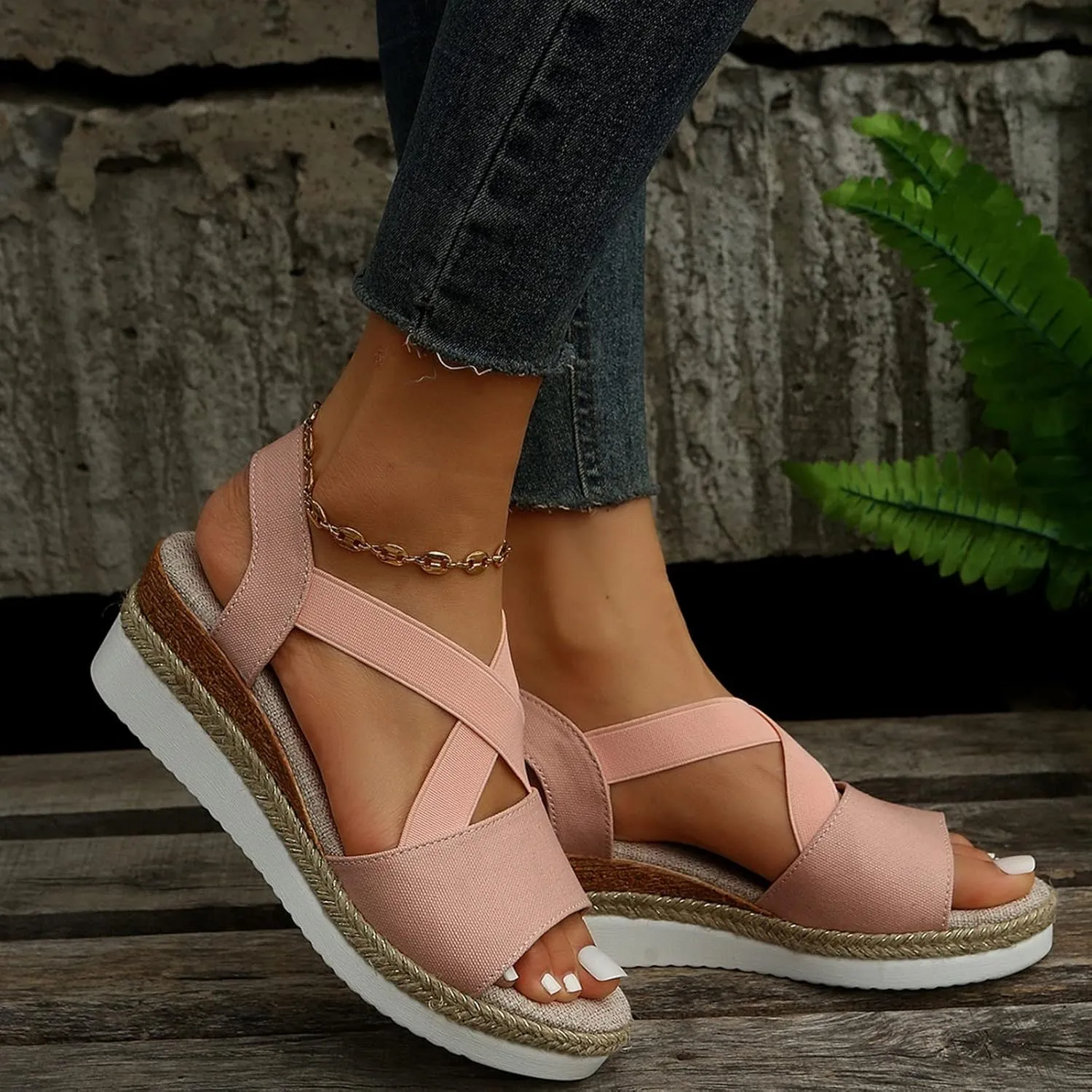 Summer Sandals for Women 2025 Trendy Orthopedic Wedges Dressy Comfort Walking, Womens'Espadrilles Wedge Sandal Heels Open Toe Platform Buckle Ankle Strap Casual Beach Shoes Vacation