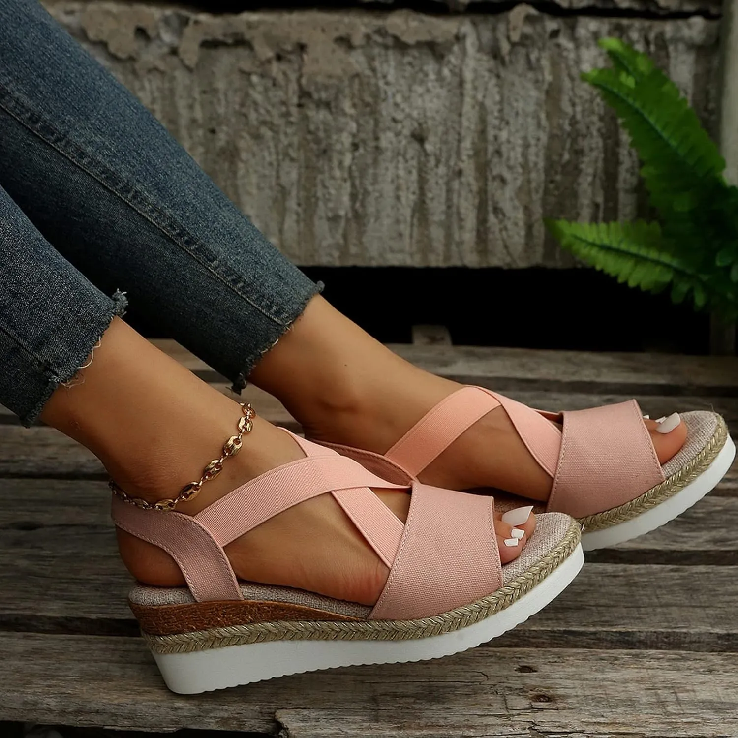 Summer Sandals for Women 2025 Trendy Orthopedic Wedges Dressy Comfort Walking, Womens'Espadrilles Wedge Sandal Heels Open Toe Platform Buckle Ankle Strap Casual Beach Shoes Vacation