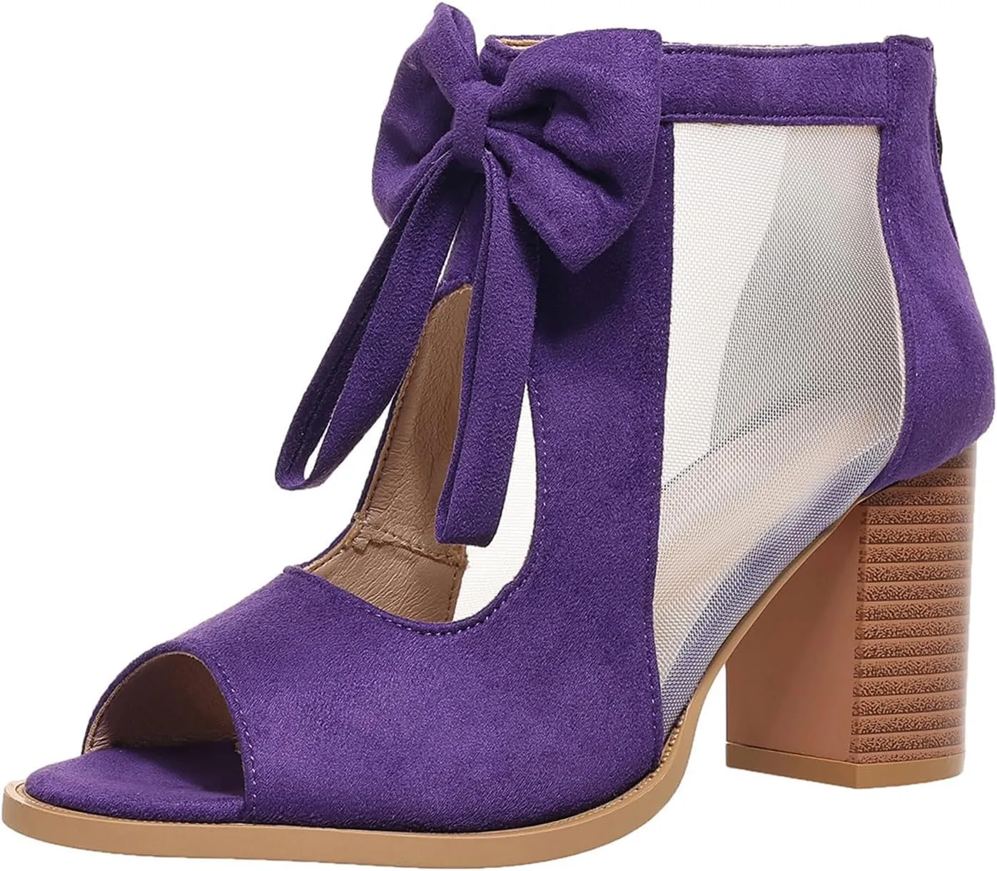 Summer Sandals for Women Ankle Strap Chunky High Heel Bow Fish Mouth Open Toe Sandal Breathable Backless Slingback Booties Gladiator Strappy Lace Up Hollow Out Heels Dress Shoes Comfortable