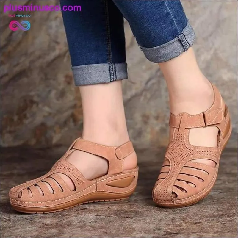 Summer Shoes Women Sandals PU Buckle Ladies Retro Sewing