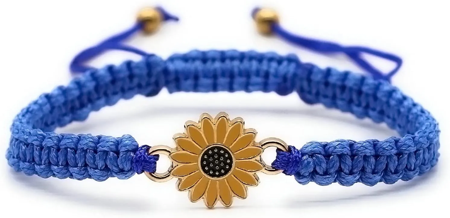 Sunflower Bracelets Adjustable Boho Sunflower Daisy Charm Bracelets Handmade Braided Rope Friendship Matching Bracelets Promise Bracelets for Couples Women
