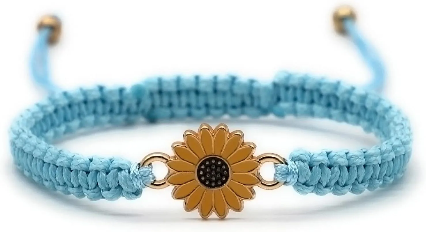 Sunflower Bracelets Adjustable Boho Sunflower Daisy Charm Bracelets Handmade Braided Rope Friendship Matching Bracelets Promise Bracelets for Couples Women