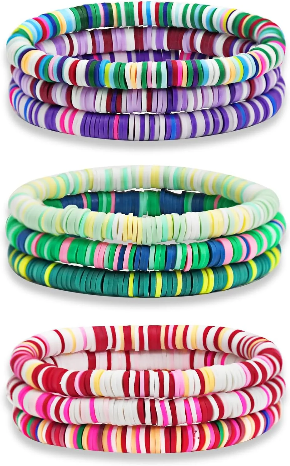 Surfer Heishi Clay Bead Bracelets for Women Pink Bohemian Stackable Stretch Beaded Bracelets Set Polymer Clay Bracelets Friendship Bracelets Preppy Bracelets Boho Summer Beach Jewelry for Women