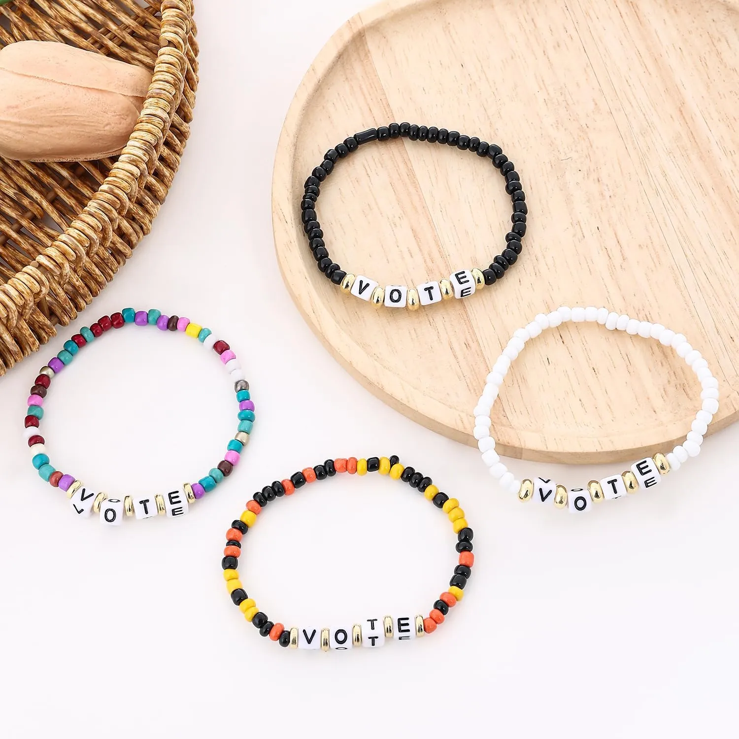 Taouzi Beaded Friendship Bracelets for Women Handmade Elastic Stackable Bracelets Bulk Fashion Boho Jewelry Set for Women Men