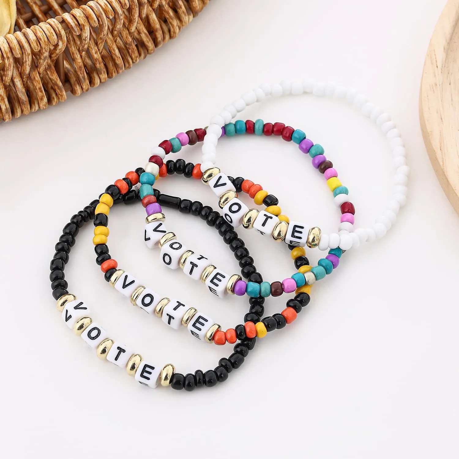Taouzi Beaded Friendship Bracelets for Women Handmade Elastic Stackable Bracelets Bulk Fashion Boho Jewelry Set for Women Men