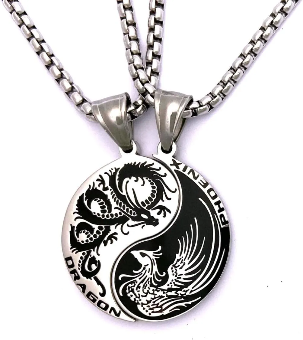 Tapp Collections Dragon Yin Yang 2 Pendant Necklaces Set