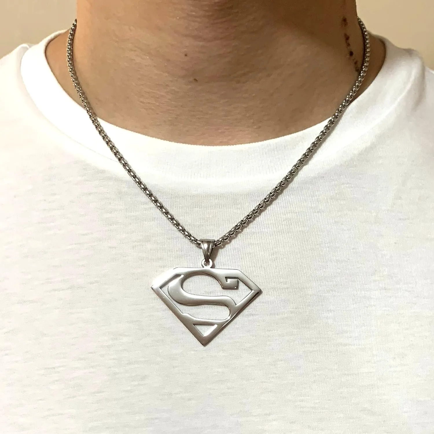 Tapp Collections Stainless Steel Superhero Pendant Necklace