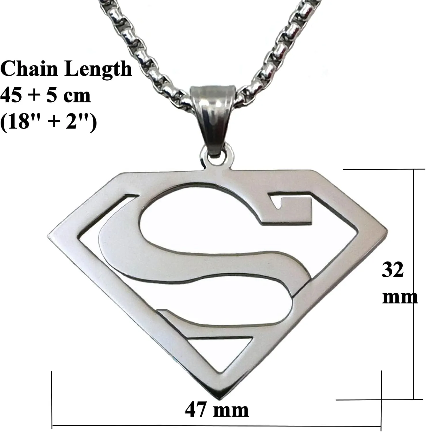 Tapp Collections Stainless Steel Superhero Pendant Necklace
