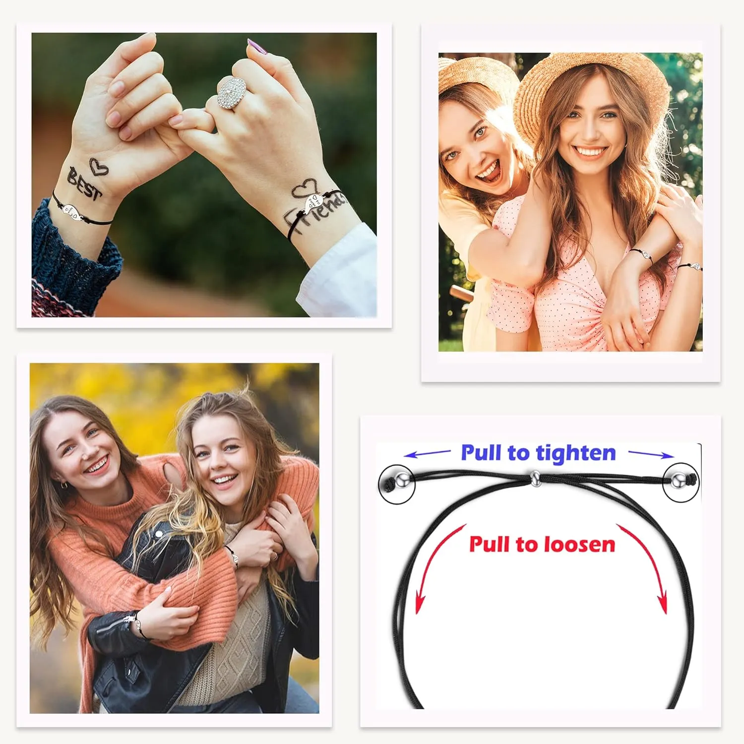 Tarsus Best Friend/Sister Bracelets for 2/3 Heart Matching Bracelets Gifts for Women Girls
