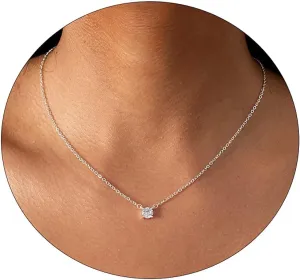 Tasiso Diamond Necklaces for Women Dainty CZ Leaf Necklace 14k Gold Plated Flower Necklace Simple Diamond Choker Necklaces for Women Trendy Prom Jewelry Gifts