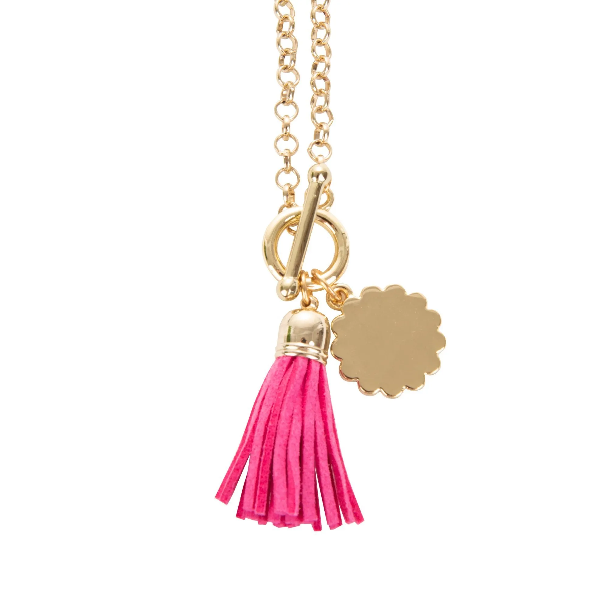 Tassel Necklace with Scallop Disc