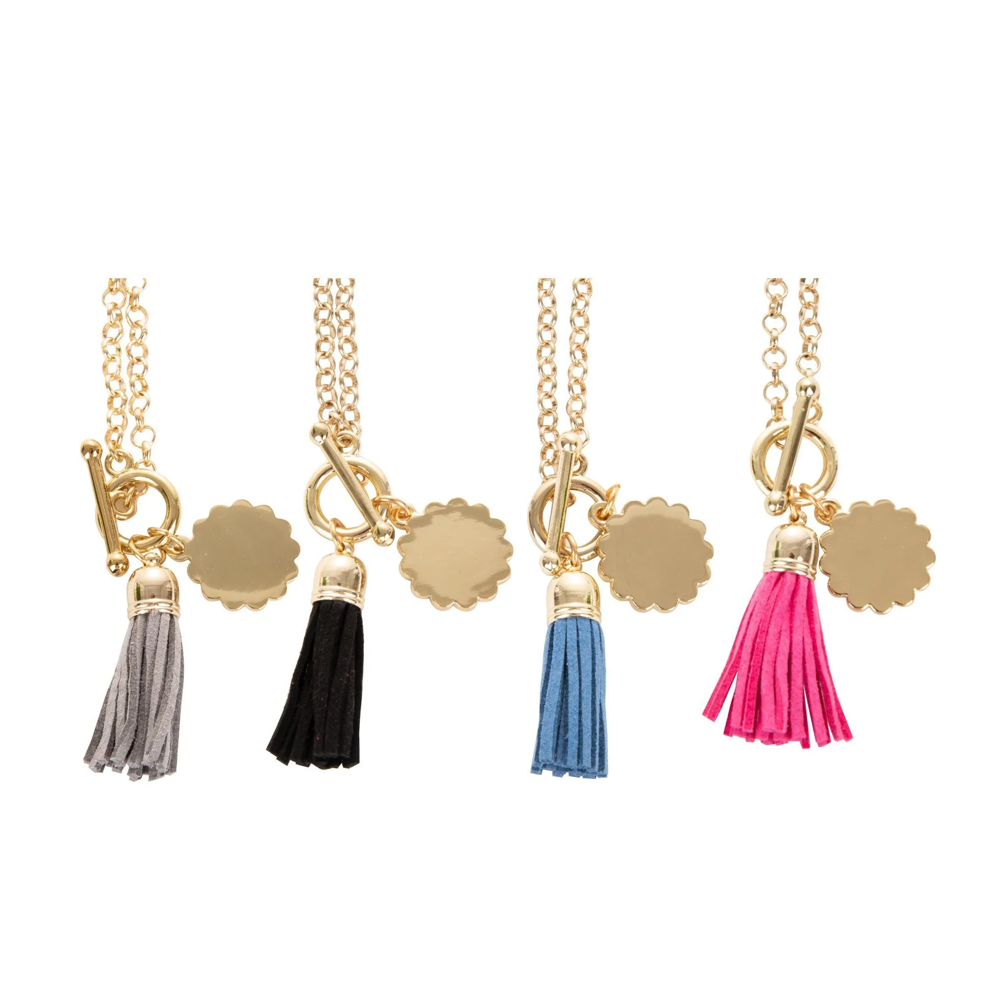 Tassel Necklace with Scallop Disc