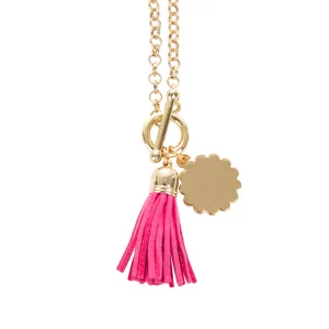 Tassel Necklace with Scallop Disc