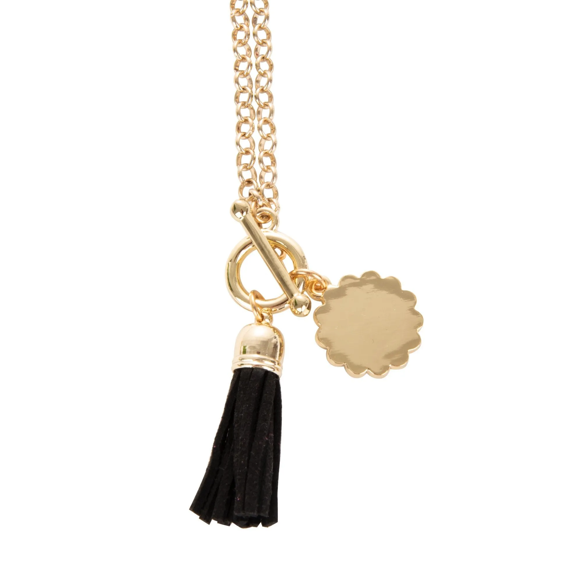 Tassel Necklace with Scallop Disc
