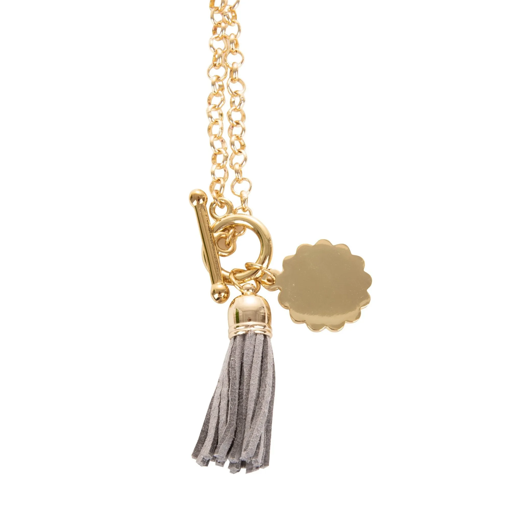 Tassel Necklace with Scallop Disc