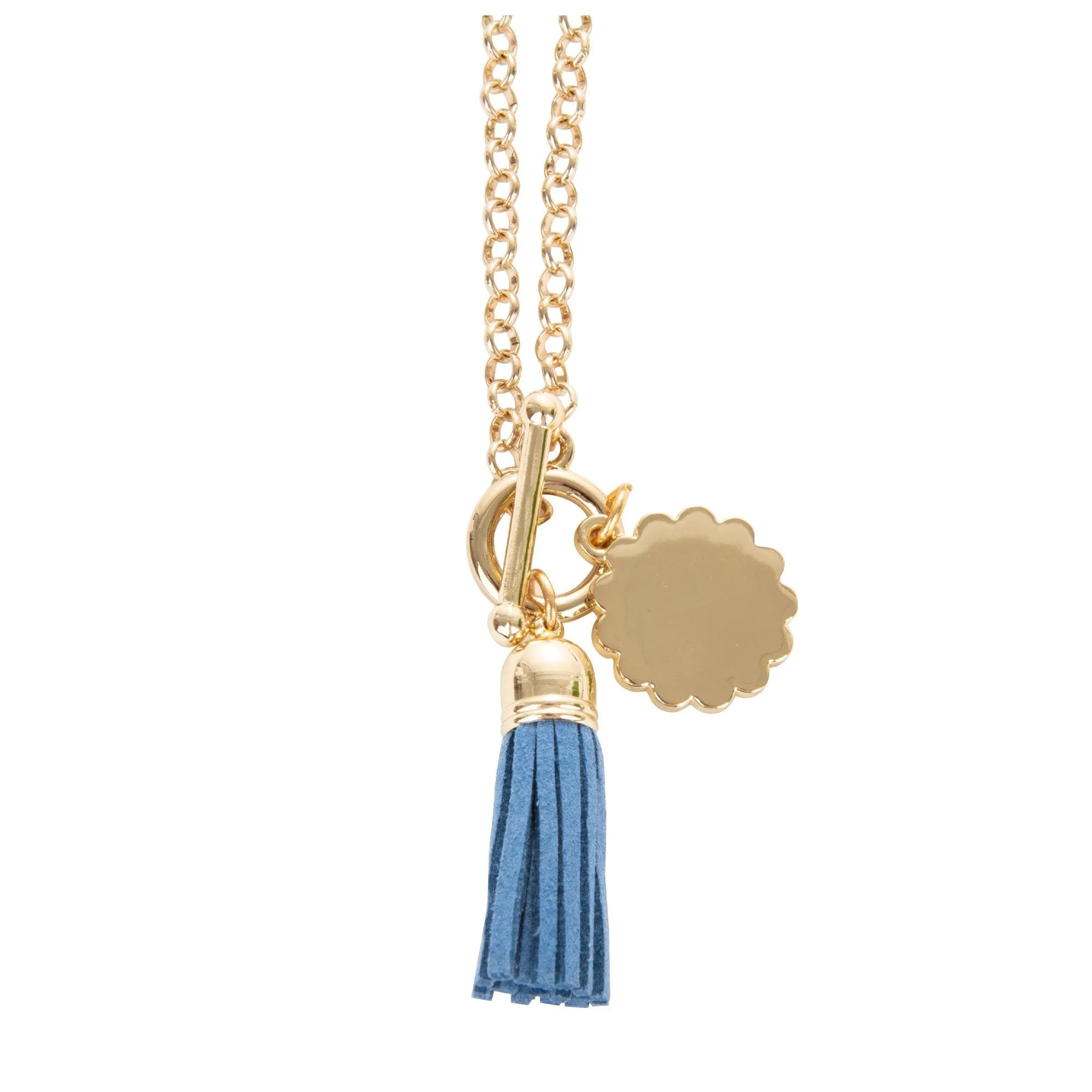 Tassel Necklace with Scallop Disc