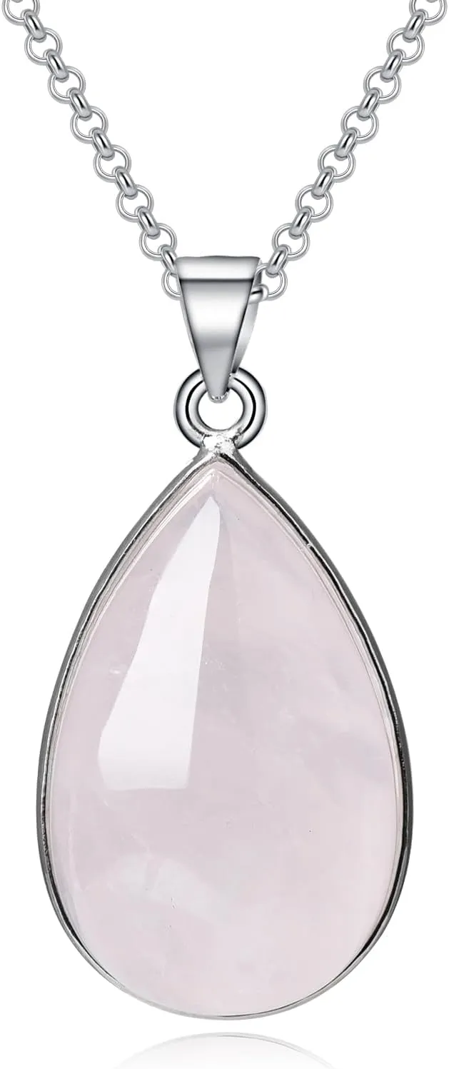 Teardrop Natural Stone Necklace for Women Teardrop Crystal Jewelry Gifts