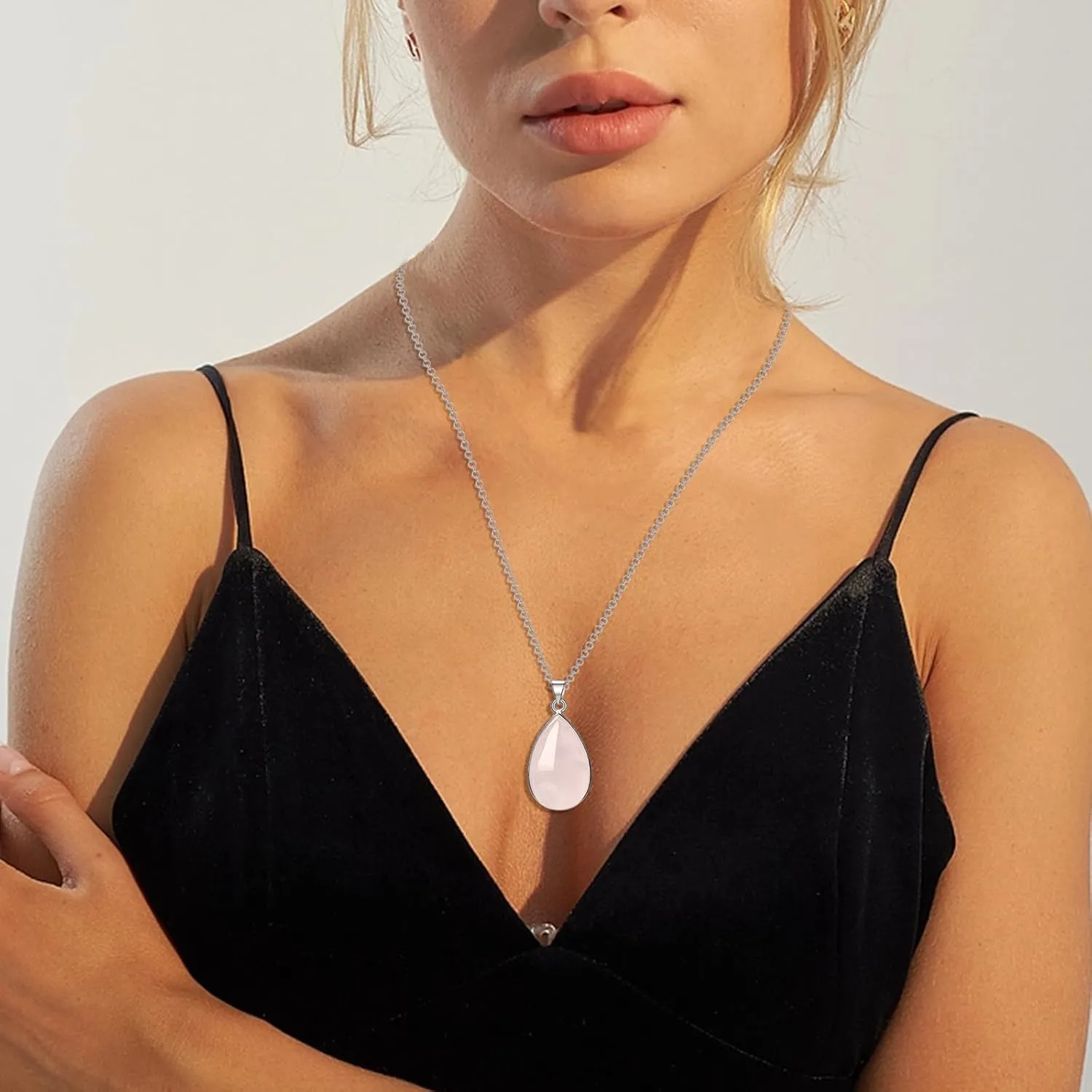 Teardrop Natural Stone Necklace for Women Teardrop Crystal Jewelry Gifts
