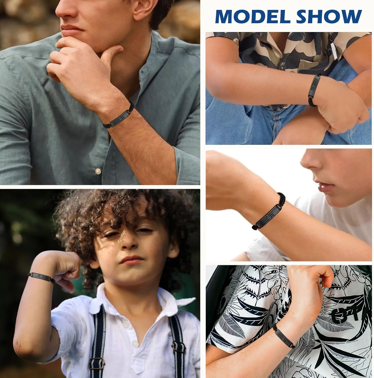 TempBeau Cross Bracelet For Men - Black Bible Verse Stainless Steel Chain Mens American Flag Bracelet Birthday Gift Ideas First Communion Confirmation Baptism Christian Easter Gifts